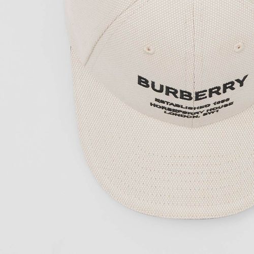 Mũ Burberry Logo Embroidered Baseball Cap Màu Trắng Size S-5