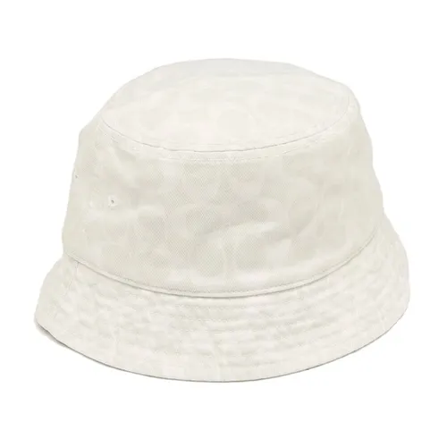 Mũ nón Coach - Mũ Coach Signature Denim Bucket Hat C9121 Màu Trắng - Vua Hàng Hiệu