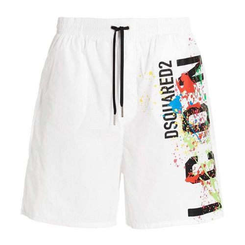 Quần Shorts Dsquared2 Logo Swimming Trunks In White Màu Trắng-3
