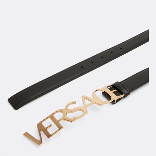 Thắt Lưng Versace Logo Belt Black Leather Bản 3cm Màu Đen Size 70-1