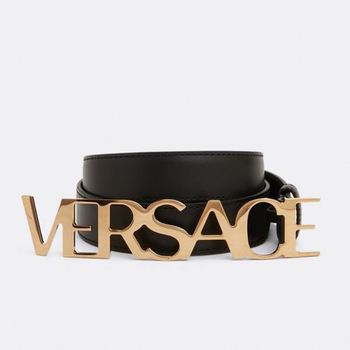 Thắt Lưng Versace Logo Belt Black Leather Bản 3cm Màu Đen Size 85-1