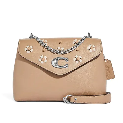 Túi Đeo Chéo Coach CA146 Tammie Shoulder Bag With Floral Whipstitch Taupe Multi Màu Nâu Be