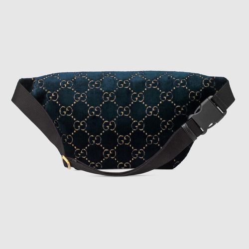 Túi Đeo Hông Gucci Velvet GG Monogram Web Belt Bag 574968 Màu Xanh-4