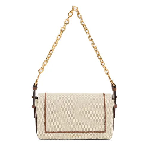 Túi Đeo Vai Charles & Keith CNK Choco Astra Chain Handle Canvas Bag 20782032_CHOCO_M Màu Nâu Be