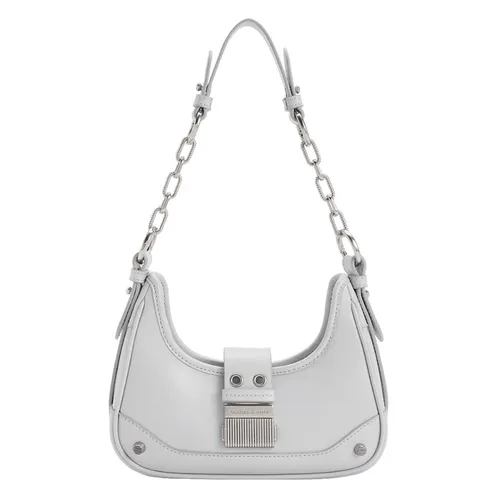 Túi Đeo Vai Charles & Keith CNK Winslet Belted Hobo Bag 40271053 Màu Xám Nhạt