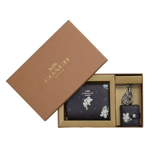 Ví Nữ Coach + Móc Khóa Boxed Snap Wallet And Picture Frame Bag Charm C6941 Màu Đen