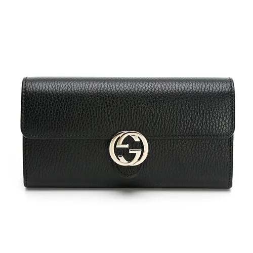 Ví Gucci Long Wallet Interlocking G GG Logo 615524 Leather Black Màu Đen