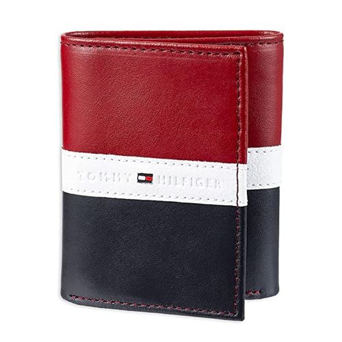 Ví Nam Tommy Hilfiger Men's Genuine Leather Slim Trifold Wallet With ID Window Phối Màu