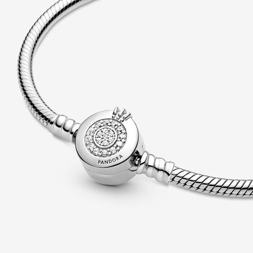 Vòng Đeo Tay Nữ Pandora Moments Sparkling Crown O Snake Chain Bracelet Màu Bạc Size 16-4