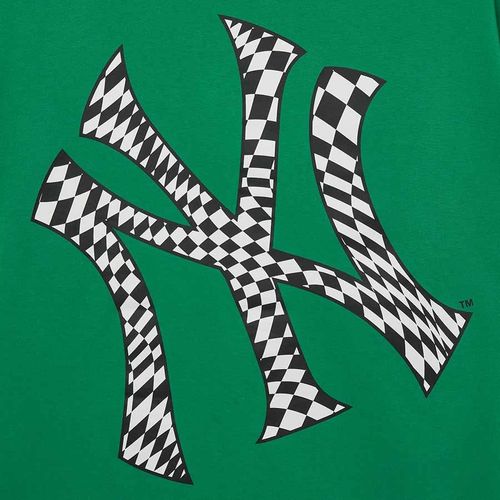 Áo Phông MLB Checkerboard Clipping Logo Overfit New York Yankees Tshirt 3ATSO0233-50GND Màu Xanh Green Size M-1