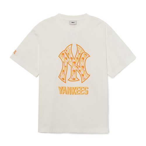 Áo Phông MLB Cube Clipping Monogram Overfit New York Yankees Tshirt 3ATSM0333-50CRS Màu Trắng Size S-1