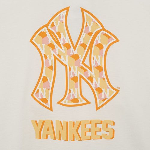 Áo Phông MLB Cube Clipping Monogram Overfit New York Yankees Tshirt 3ATSM0333-50CRS Màu Trắng Size S-6