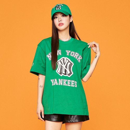Áo Phông MLB Varsity Overfit New York Yankees Tshirt 3ATSV0233-50GNP Màu Xanh Green-9