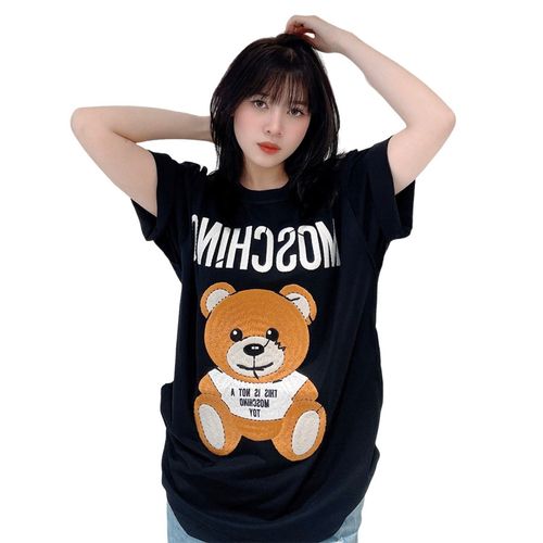Áo Phông Moschino Black Logo Bear Embroidered D V0702 0440 1555 Màu Đen Size XS-2