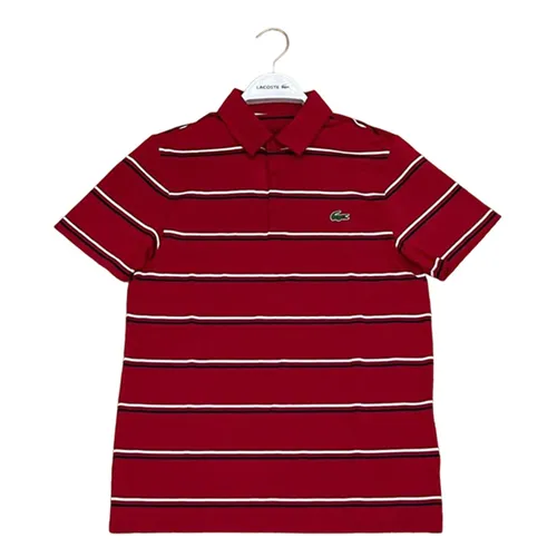 Thời trang Lacoste Kẻ đỏ 100% Cotton - Áo Polo Lacoste Men's Golf Cotton Màu Kẻ Đỏ Size S - Vua Hàng Hiệu