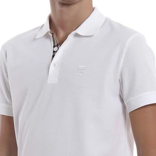 Áo Polo Nam Burberry BBR Men's Monogram Motif White Cotton Pique  Shirt 8014005 Màu Trắng-3