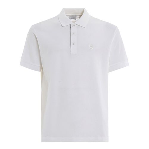 Áo Polo Nam Burberry BBR Men's Monogram Motif White Cotton Pique  Shirt 8014005 Màu Trắng