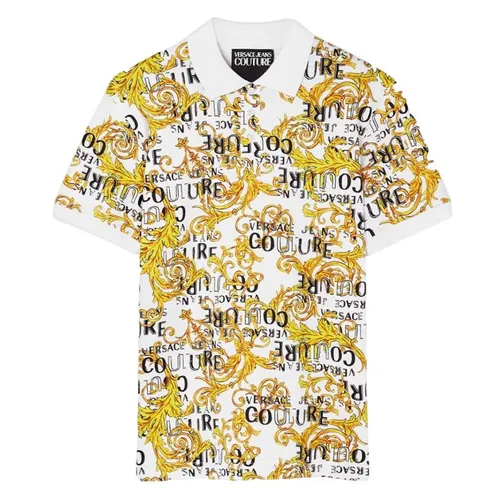 Áo Polo Versace Couture White Logo Baroque Printed 74GAG6S0 JS149 G03 Màu Vàng Trắng Size L