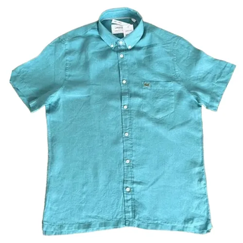 Thời trang - Áo Sơ Mi Lacoste Men's Regular Fit Linen Shirt CH4990 S6T Màu Xanh Ngọc Size S - Vua Hàng Hiệu