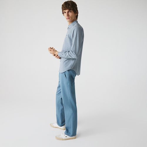 Áo Sơ Mi Lacoste Men's Slim Fit Tennis Ball Pattern Cotton Poplin Shirt CH2903 8KW Màu Xanh Blue Size S-2