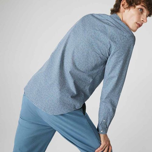 Áo Sơ Mi Lacoste Men's Slim Fit Tennis Ball Pattern Cotton Poplin Shirt CH2903 8KW Màu Xanh Blue Size S-5