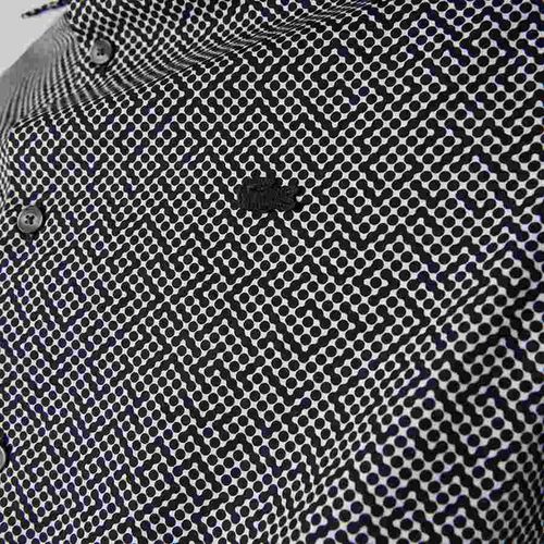 Áo Sơ Mi Lacoste Men's Slim Fit Tennis Ball Pattern Cotton Poplin Shirt CH2903 EZ6 Màu Đen Size S-7
