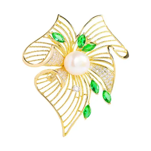 Cài Áo Meri Hoa Đá Sang Trọng BR464 Màu Vàng