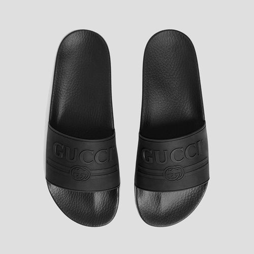 Dép Gucci Black Logo Rubber 525140 JCZ00 Màu Đen-5