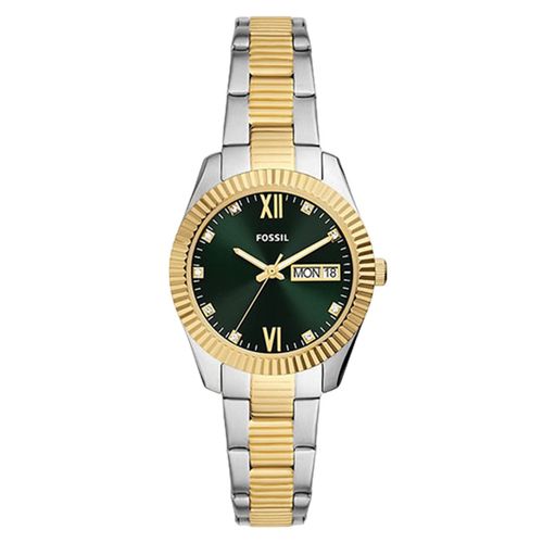Đồng Hồ Nữ Fossil Scarlette Three-Hand Day-Date Two-Tone Stainless Steel ES5240 Màu Xanh Vàng