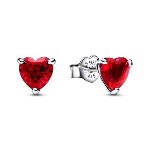 Khuyên Tai Pandora Red Heart Stud Earrings 292549C01 Màu Đỏ Bạc