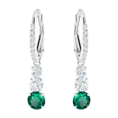 Khuyên Tai Swarovski Attract Trilogy Round Pierced Earrings Green, Rhodium Plating 5646718 Màu Xanh Bạc