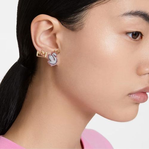 Khuyên Tai Swarovski Pop Swan Stud Earrings Swan, Pink, Gold-Tone Plated 5649197 Màu Hồng-2