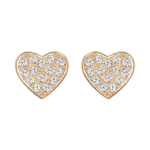 Khuyên Tai Swarovski Rose Gold Pave Crystal Heart Earring 5274222 Màu Vàng Hồng