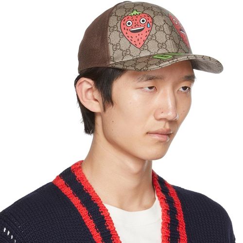 Mũ Gucci Strawberry Supreme Baseball Hat Màu Nâu Size S-1