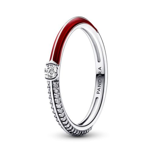 Nhẫn Pandora ME Pavé & Red Dual Ring 192528C01 Màu Đỏ Bạc Size 50