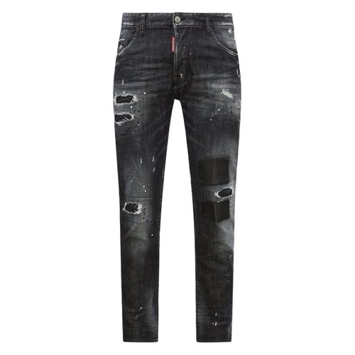 Quần Jeans Dsquared2 Black Ripped Leather Wash Skater S74lb1223 S30357 900 Màu Đen Size 44-1