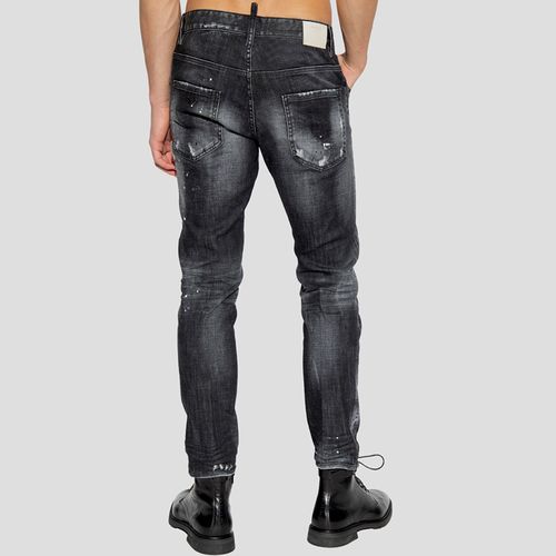 Quần Jeans Dsquared2 Black Ripped Leather Wash Skater S74lb1223 S30357 900 Màu Đen Size 50-3
