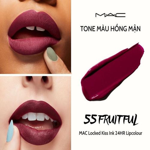 Son Kem MAC Locked Kiss Ink 24HR Lipcolour 55 Fruitful Màu Hồng Mận-3