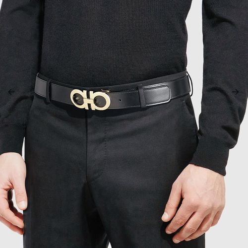 Thắt Lưng Salvatore Ferragamo Men Leather Accessories Belts Reversible And Adjustable Gancini Belt Màu Đen Size 100-3