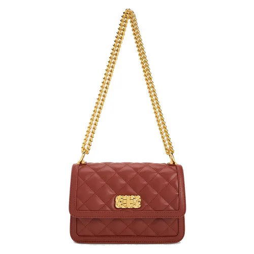 Túi Đeo Chéo Charles & Keith CNK Micaela Quilted Chain Bag 80151244-1 Brick Màu Đỏ Gạch