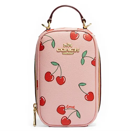 Túi Đeo Chéo Coach Eva Phone Crossbody With Heart Cherry Print CF371 Màu Hồng/Đỏ - Túi xách - Vua Hàng Hiệu