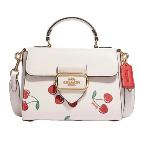 Túi Đeo Chéo Nữ Coach Morgan Top Handle Satchel With Heart Cherry Print CF419 Màu Trắng Họa Tiết