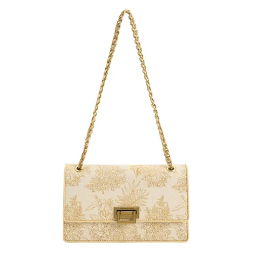 Túi Đeo Vai Nữ Charles & Keith CNK Floral Illustrated Canvas Shoulder Bag 20681074 Màu Be