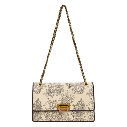 Túi Đeo Vai Nữ Charles & Keith CNK Floral Illustrated Canvas Shoulder Bag 20681074 Màu Dark Moss