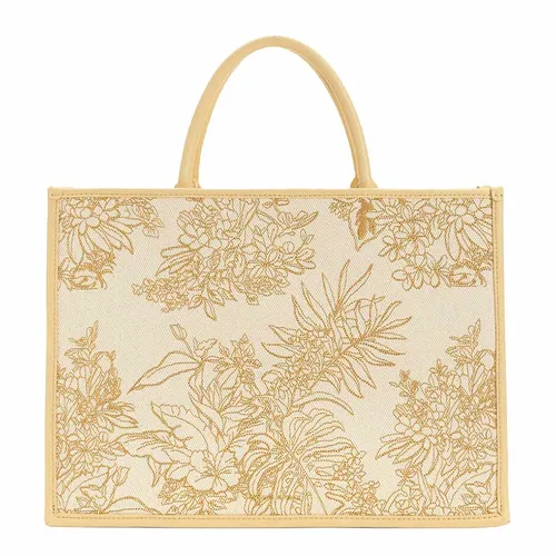 Túi Tote Nữ Charles & Keith CNK  Floral Illustrated Canvas Tote Bag 30782070 Màu Be