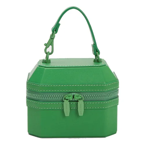 Túi xách - Túi Xách Nữ Charles & Keith CNK Geometric Boxy Top Handle Bag Green 50151259 Màu Xanh Lá - Vua Hàng Hiệu