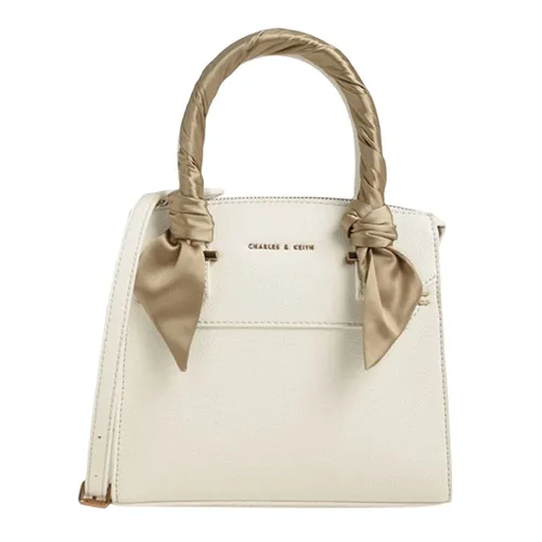 Túi Xách Nữ Charles & Keith CNK Satin Scarf Top Handle Bag 50781187 Màu Trắng Kem