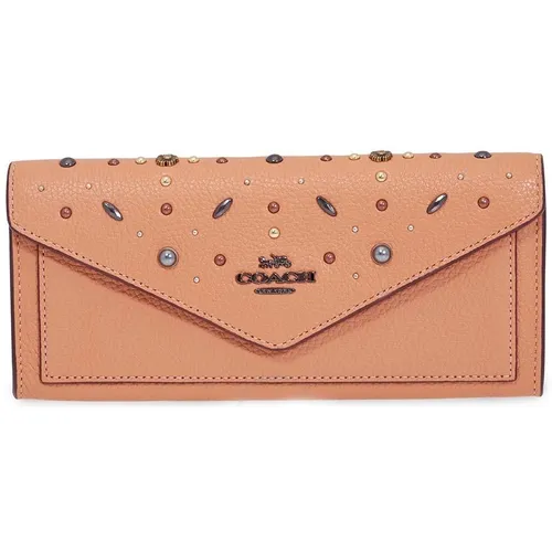 Ví Cầm Tay Nữ Coach Ladies Continental Wallet Leather Blush Prairie Rivet  Màu Cam Hồng