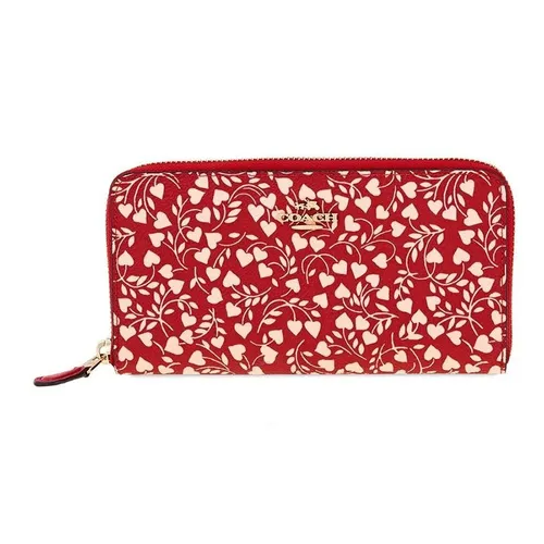 Ví Cầm Tay Nữ Coach Ladies Zip Around Wallet Leather Green Love Leaf Acc Zip  Màu Đỏ