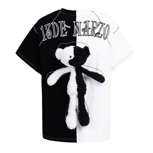 Áo Phông 13 De Marzo Monochrome Teddy Bear Patchwork T-Shirt FR-JX-132 Màu Đen Trắng Size M-2